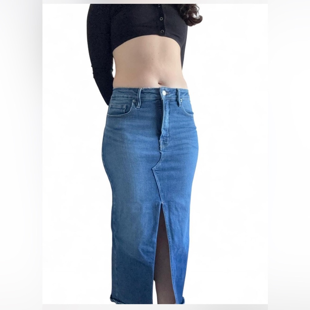 Good American Blue Denim Skirt